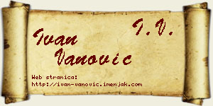 Ivan Vanović vizit kartica